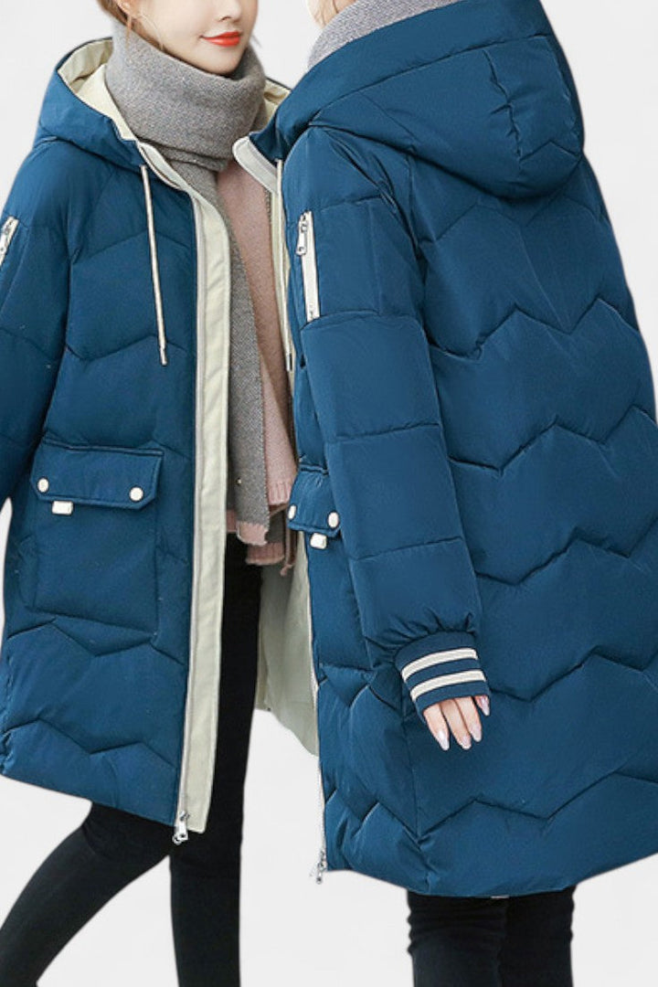 Belle Abrigo de Invierno con Cremallera y Capucha