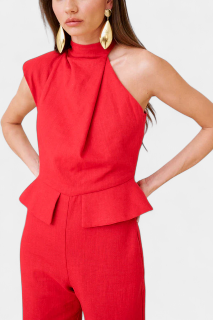 Nerida Mono Largo Asimétrico de Lino y Algodón