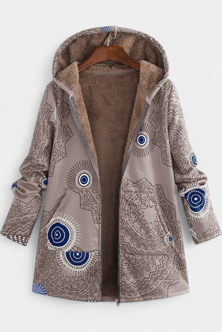 Abrigo Floral de Invierno April con Capucha