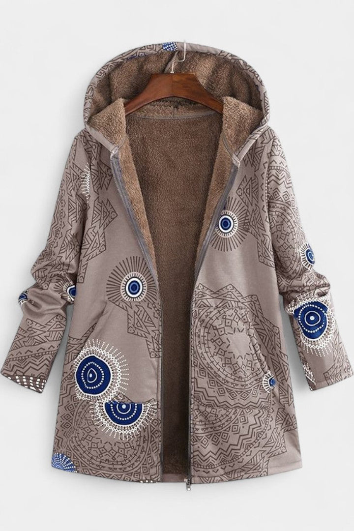 Abrigo Floral de Invierno April con Capucha