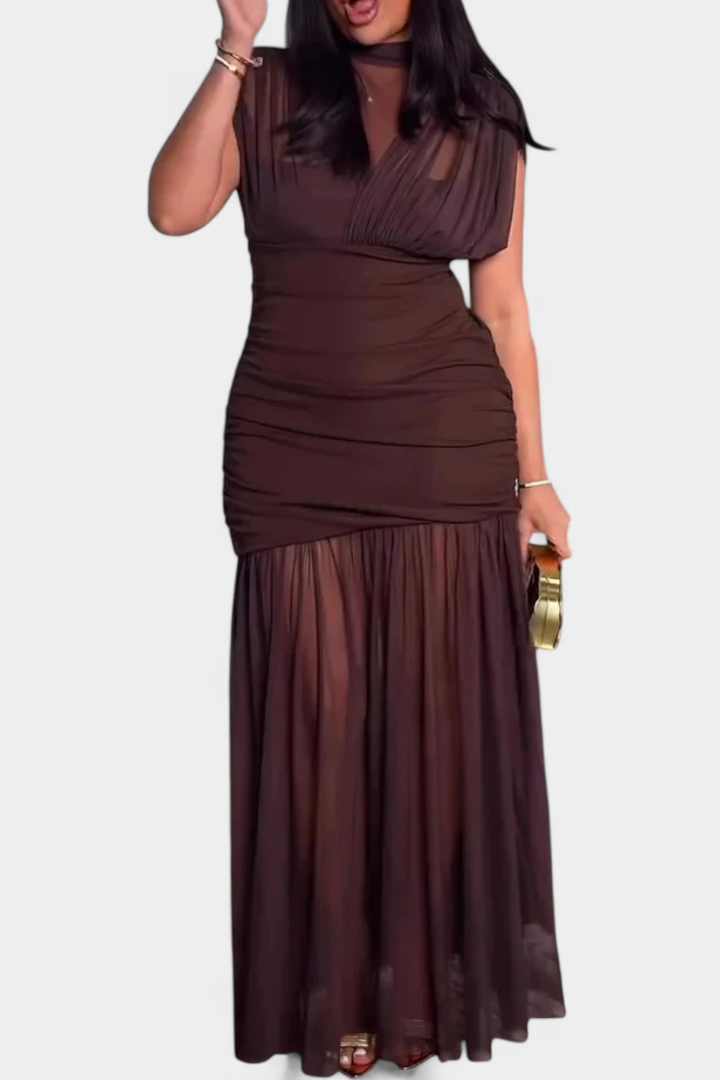 Noelia Vestido Bodycon de Malla Plisada