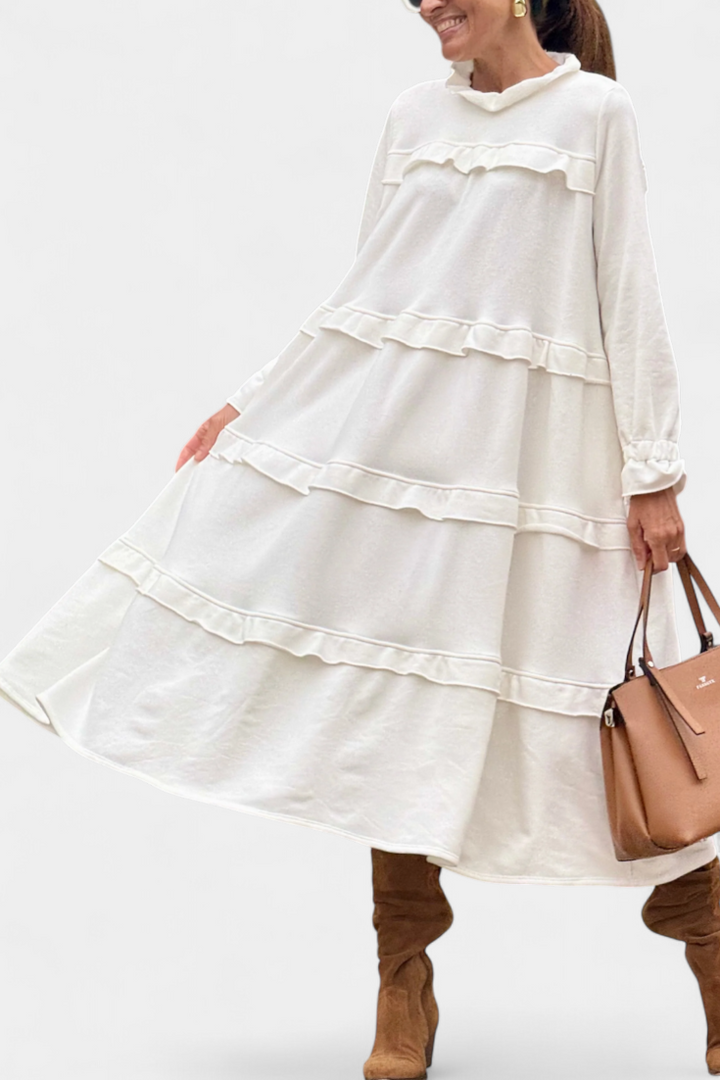 Jada Vestido Sudadera con Volantes y Silueta Casual-Chic