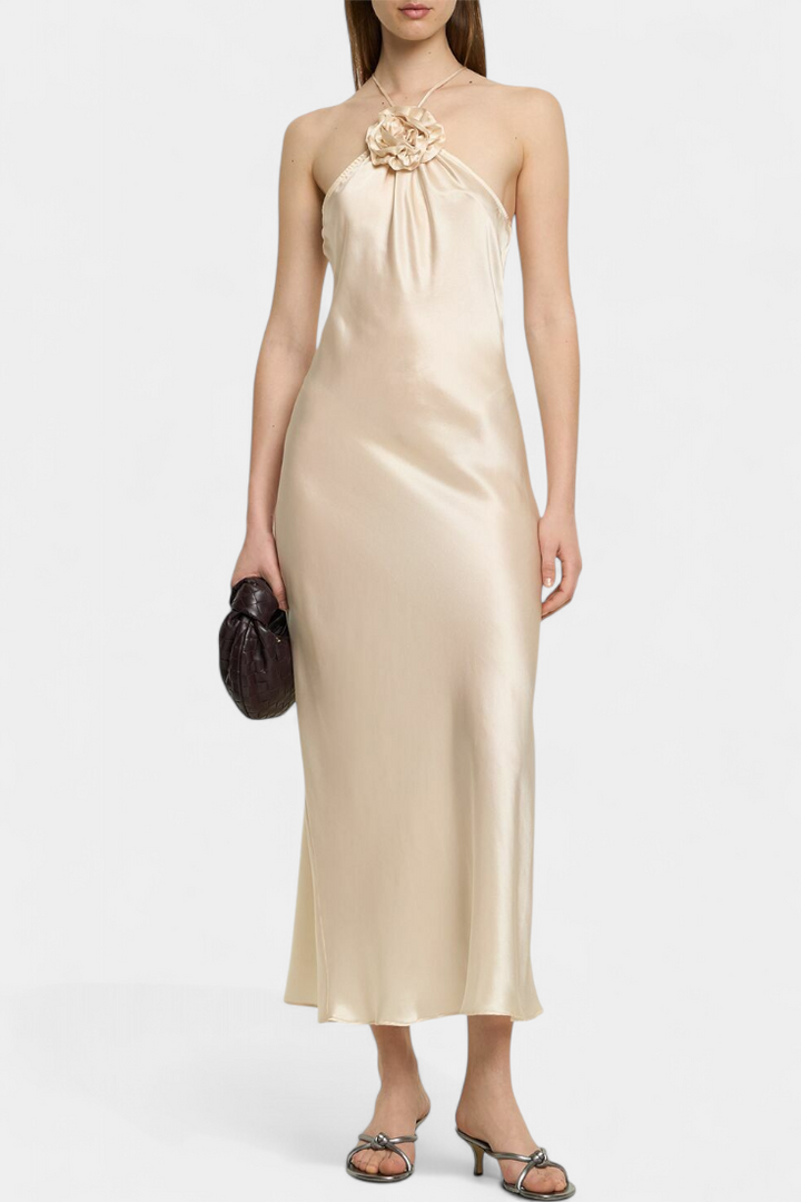 Elvera Vestido Midi Halter con Rosetas