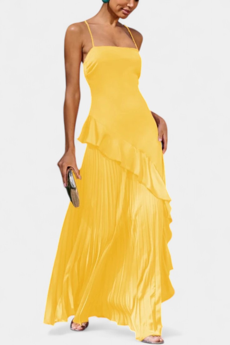 Paige Vestido Asimétrico de Un Hombro con Volantes