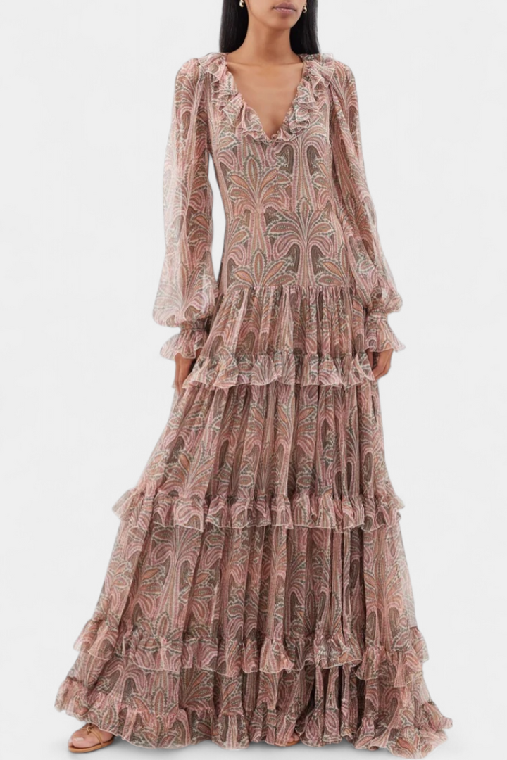 Ayla Vestido Maxi con Estampado Paisley Vintage