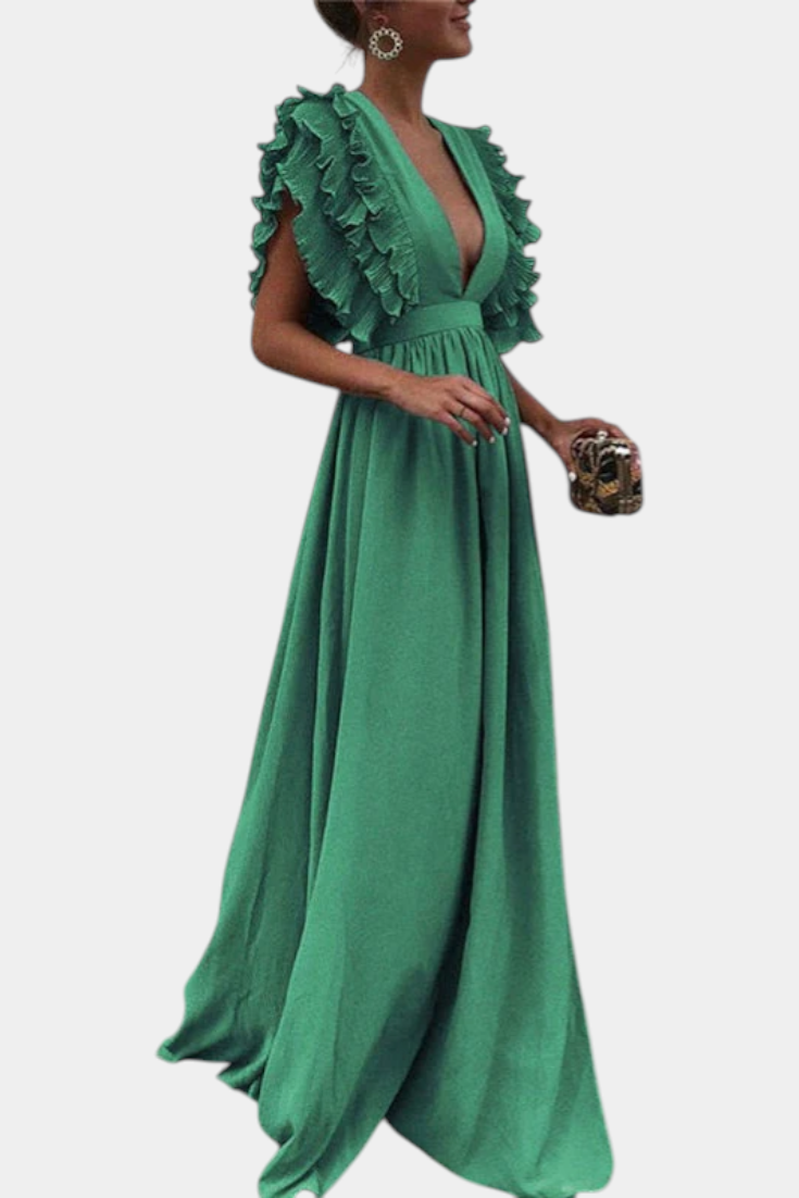 Lucera Vestido Maxi Elegante con Mangas Volantes