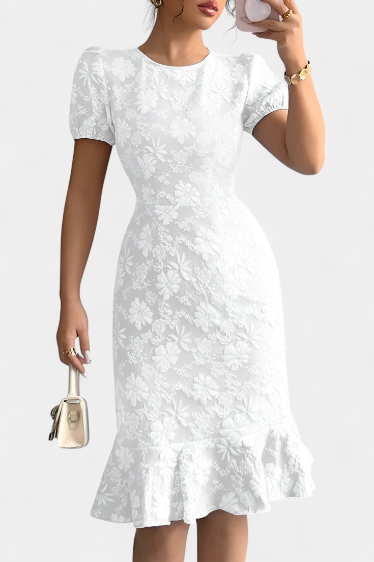 Champel Vestido Midi Bodycon con Mangas Abullonadas