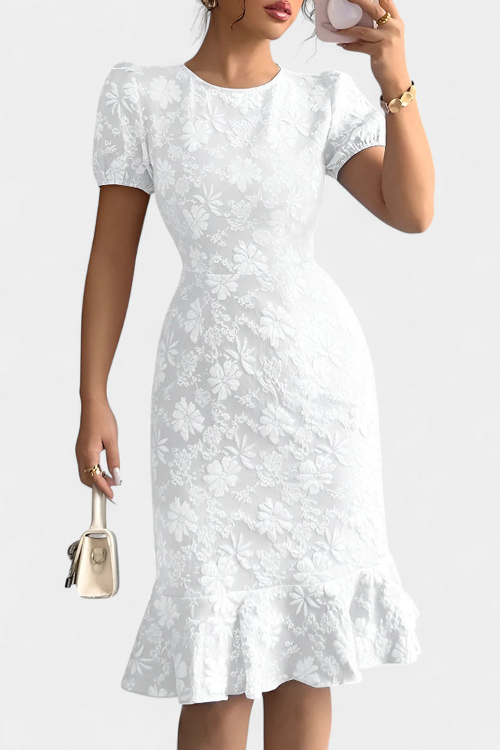 Champel Vestido Midi Bodycon con Mangas Abullonadas