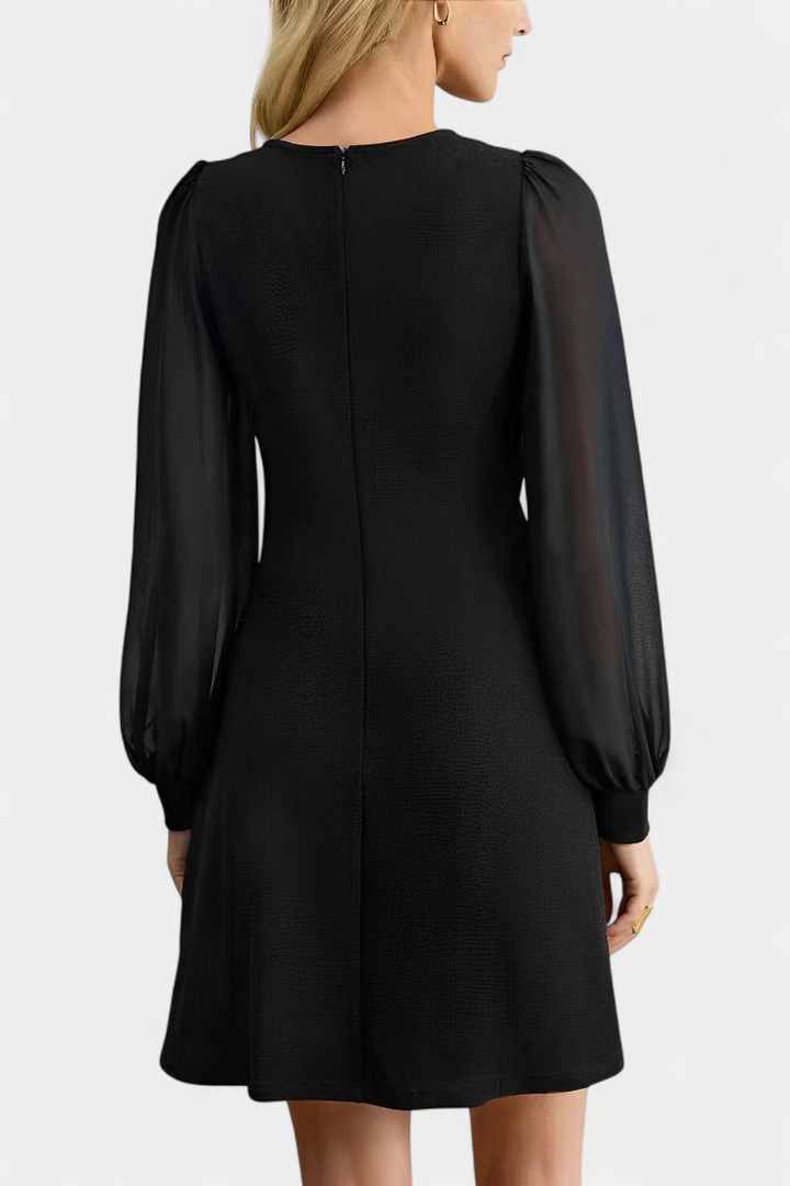 Jacequeline Vestido A-Line con Botones y Cuello Redondo