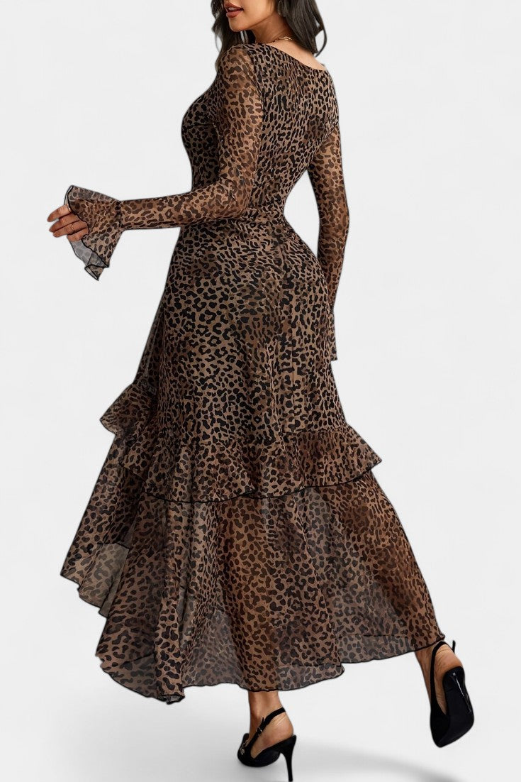 Amali Vestido Maxi de Estampado con Cuello Cuadrado