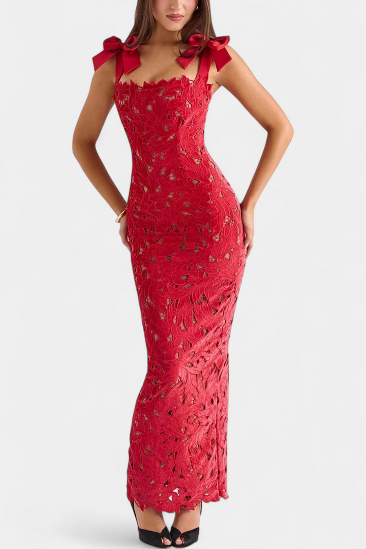 Vasanta Vestido Largo Festivo con Tirantes de Lazo