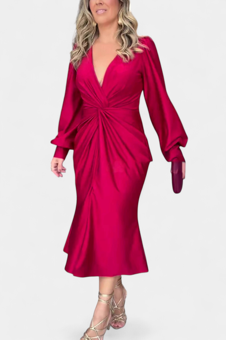 Alouette Vestido Largo de Manga Larga con Cuello en V