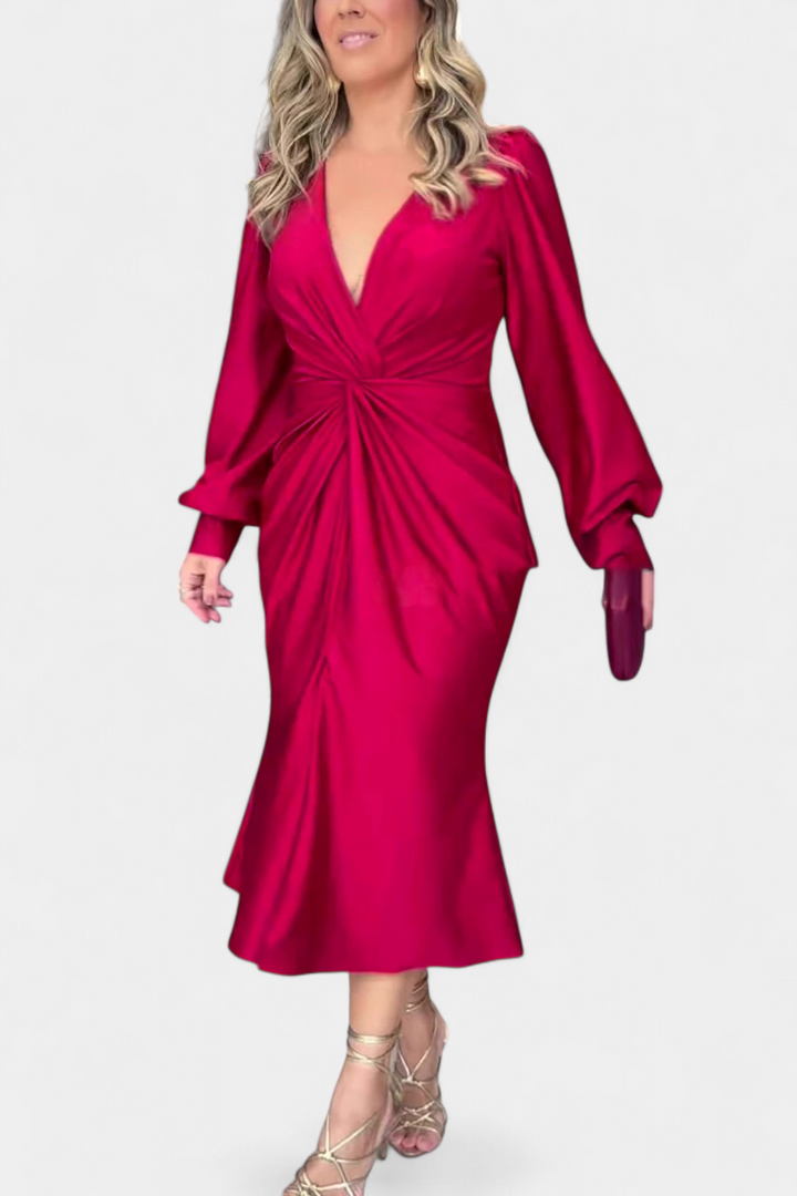 Alouette Vestido Largo de Manga Larga con Cuello en V