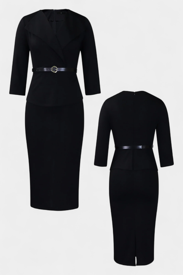 Palamos Vestido Midi Ajustado con Cinturón