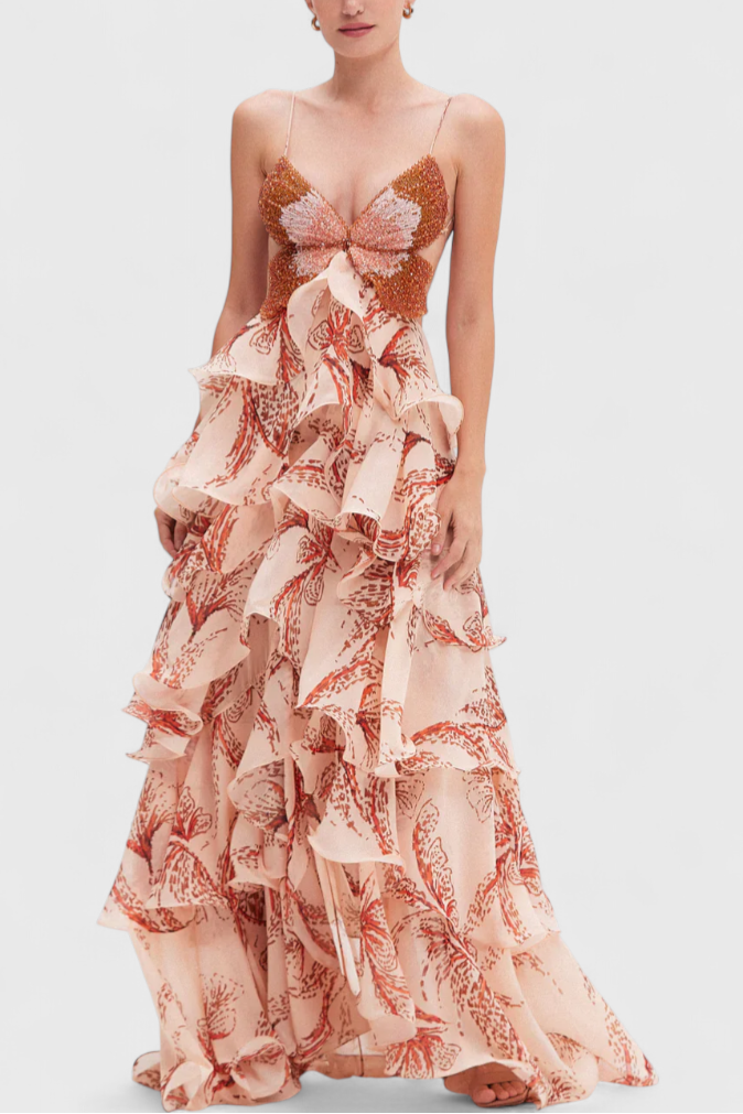 Juliette Vestido con Volantes y Escote Joya