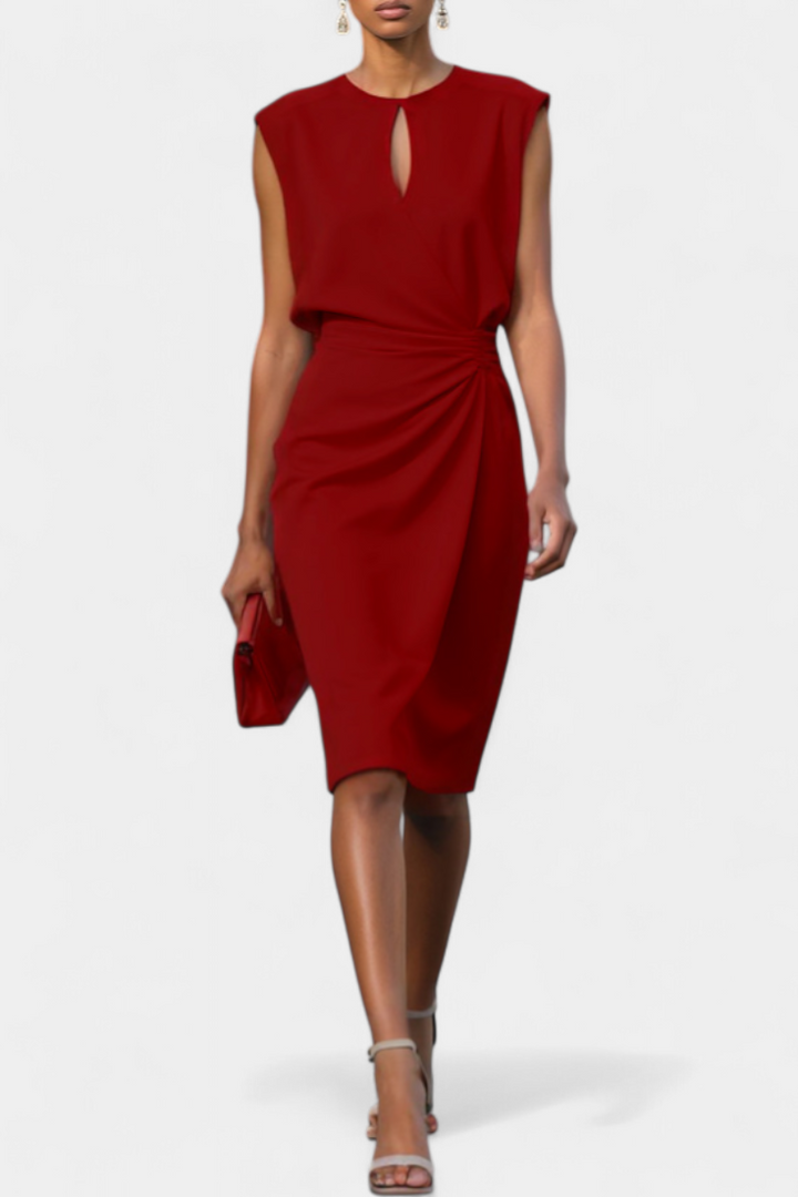 Mona Vestido Midi de Manga Larga con Cuello Redondo