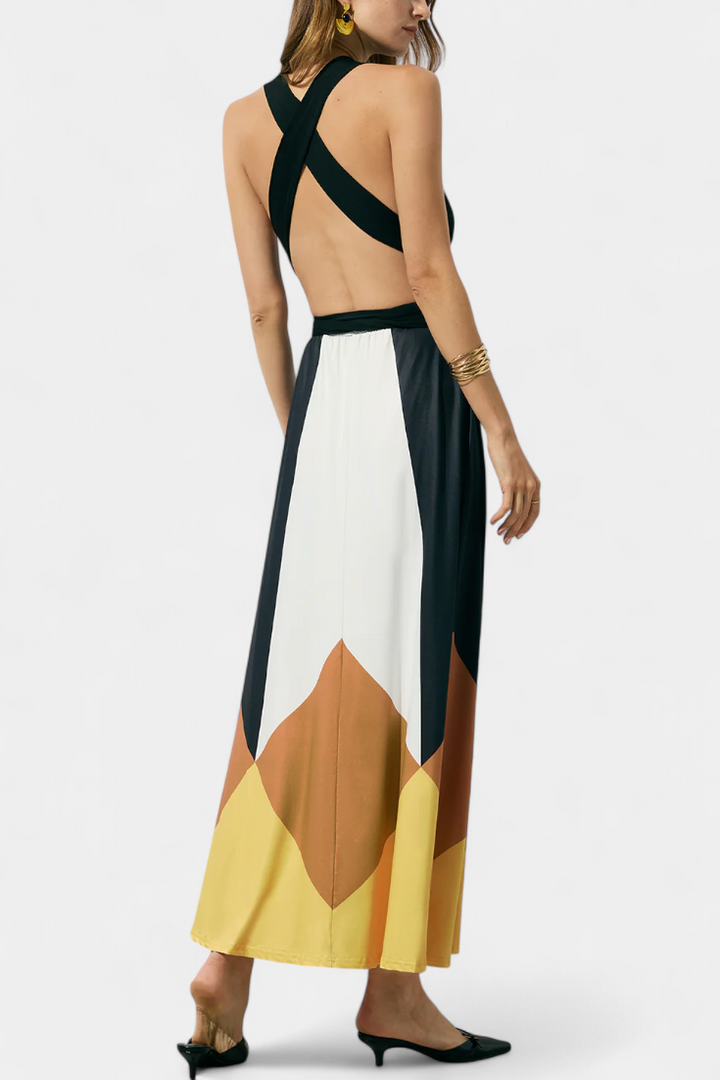 Nava Vestido Largo Polimórfico con Espalda Abierta y Silueta Versátil