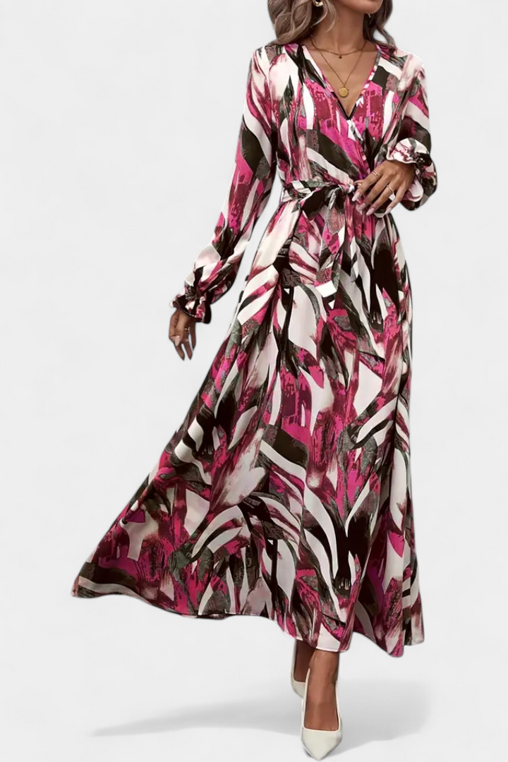 Basel Vestido Largo de Manga Larga con Escote en V