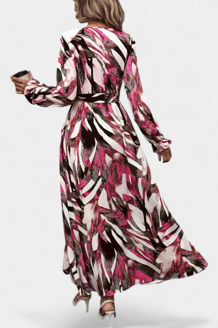 Basel Vestido Largo de Manga Larga con Escote en V