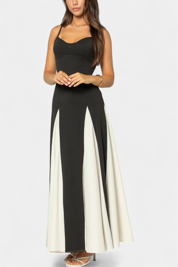 Catalina Vestido Maxi Bicolor de Tirantes Finos