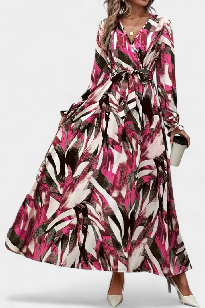 Basel Vestido Largo de Manga Larga con Escote en V