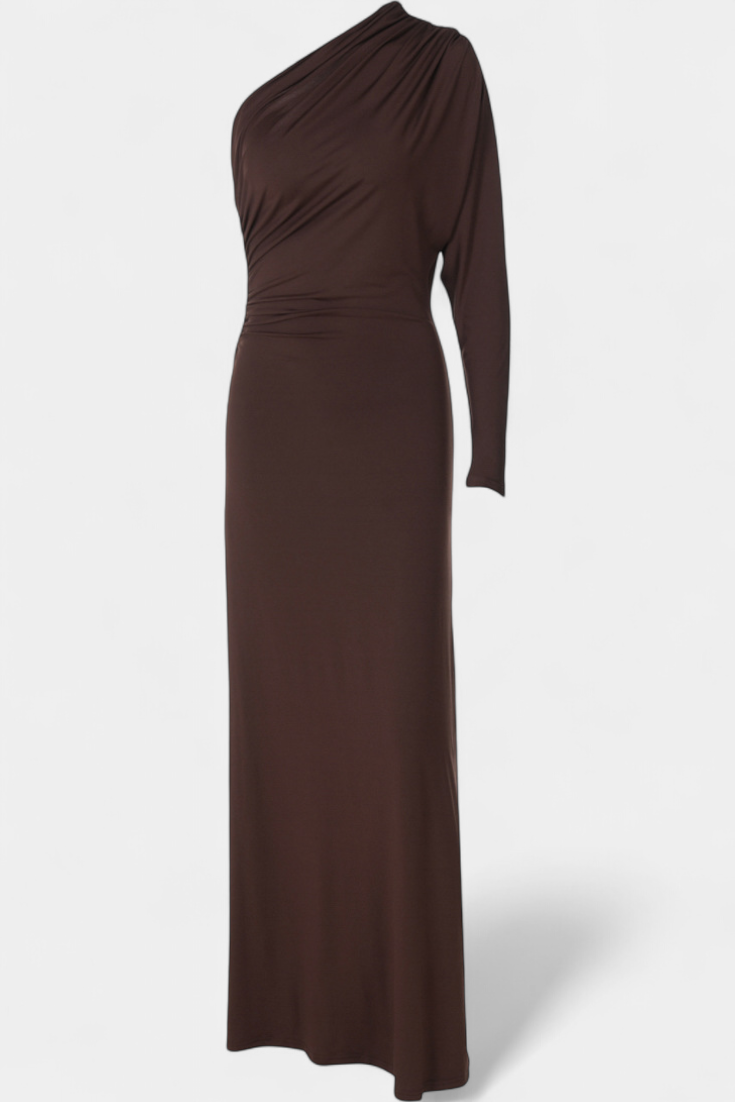 Maybelle Vestido Largo Plisado de Un Solo Hombro