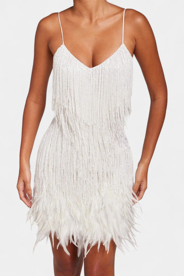 Adena Vestido Mini de Plumas