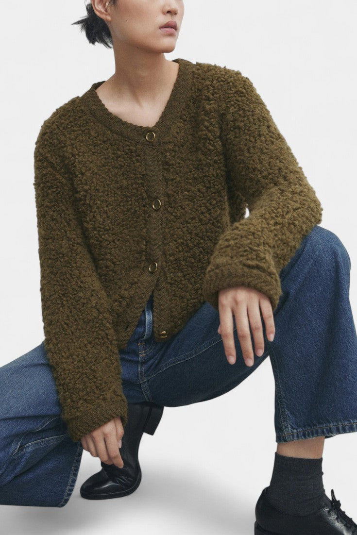 Chenda Cardigan Corto de Textura Peluche