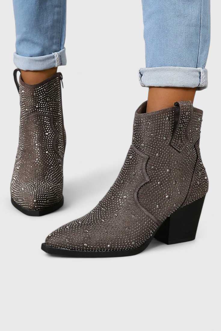 Berenice Elegant Boots with Patchwork and Side Zipper