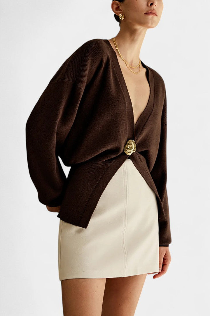 Solferina Cárdigan Liso Dorado