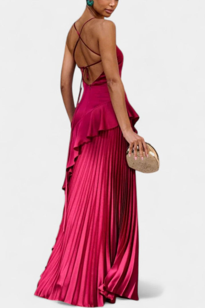 Paige Vestido Asimétrico de Un Hombro con Volantes