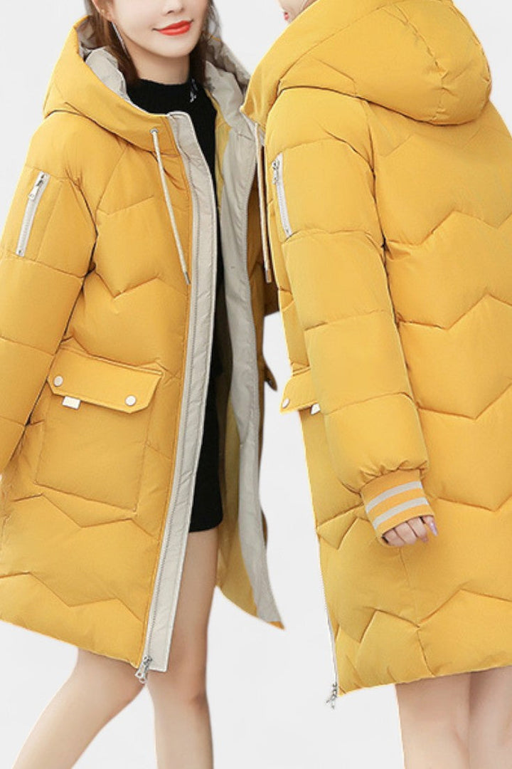 Belle Abrigo de Invierno con Cremallera y Capucha