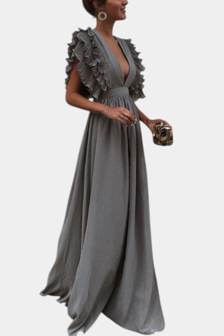 Lucera Vestido Maxi Elegante con Mangas Volantes