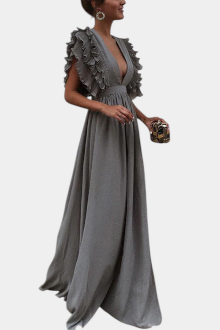 Lucera Vestido Maxi Elegante con Mangas Volantes