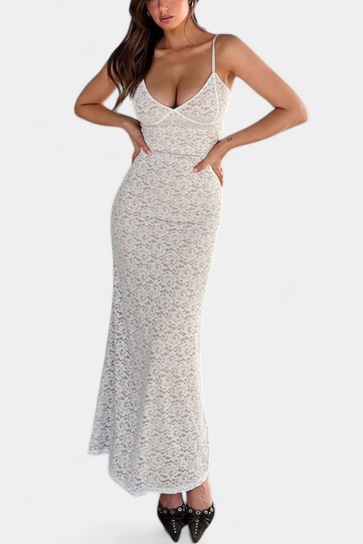 Lunara Vestido de Encaje con Espalda Descubierta