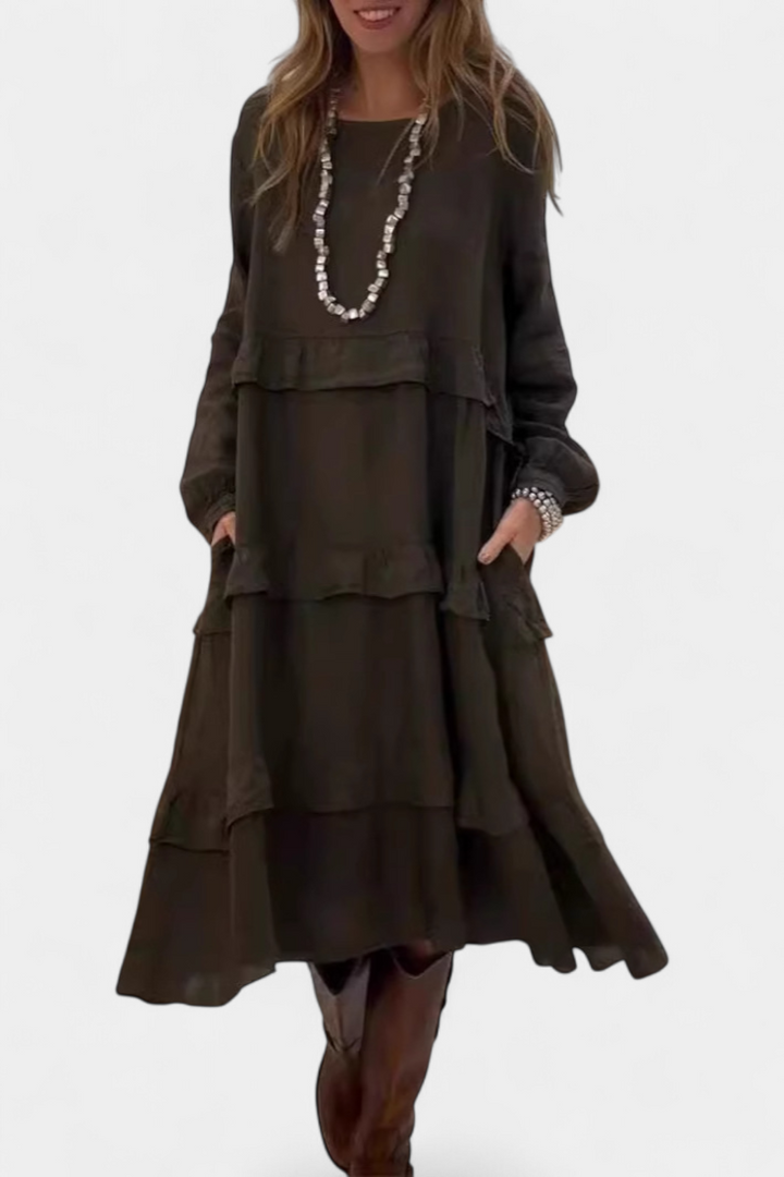 Jada Vestido Sudadera con Volantes y Silueta Casual-Chic