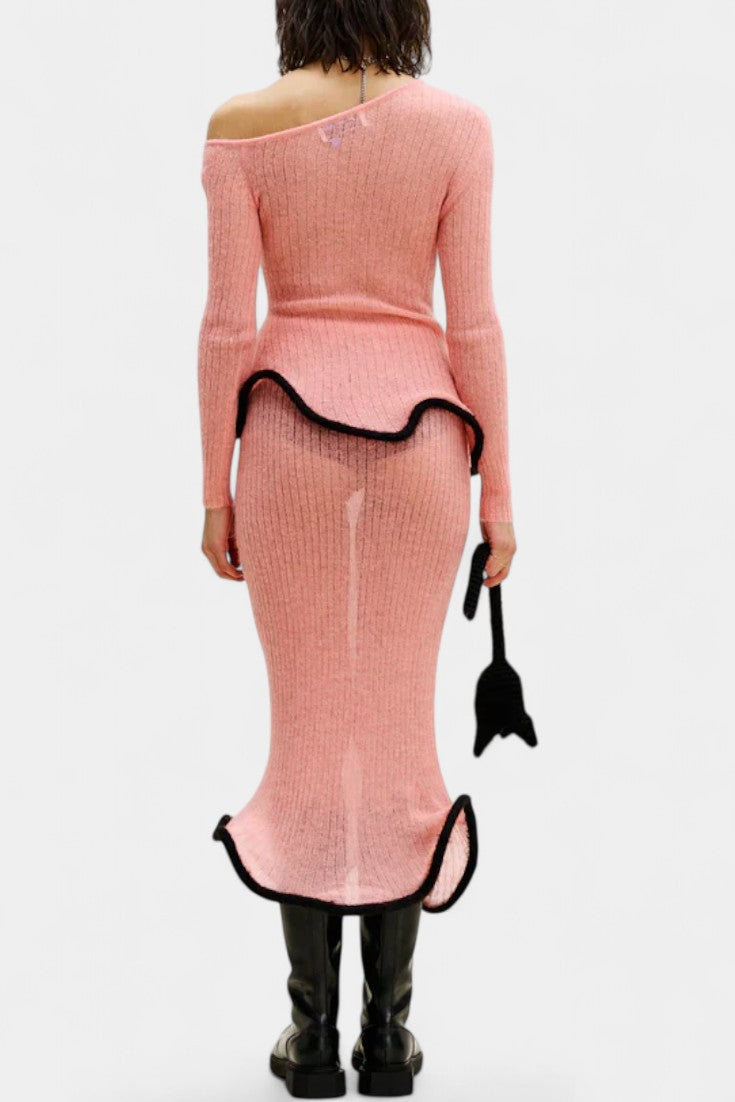 Stormi Conjunto de Falda de Punto con Bordes Volantes