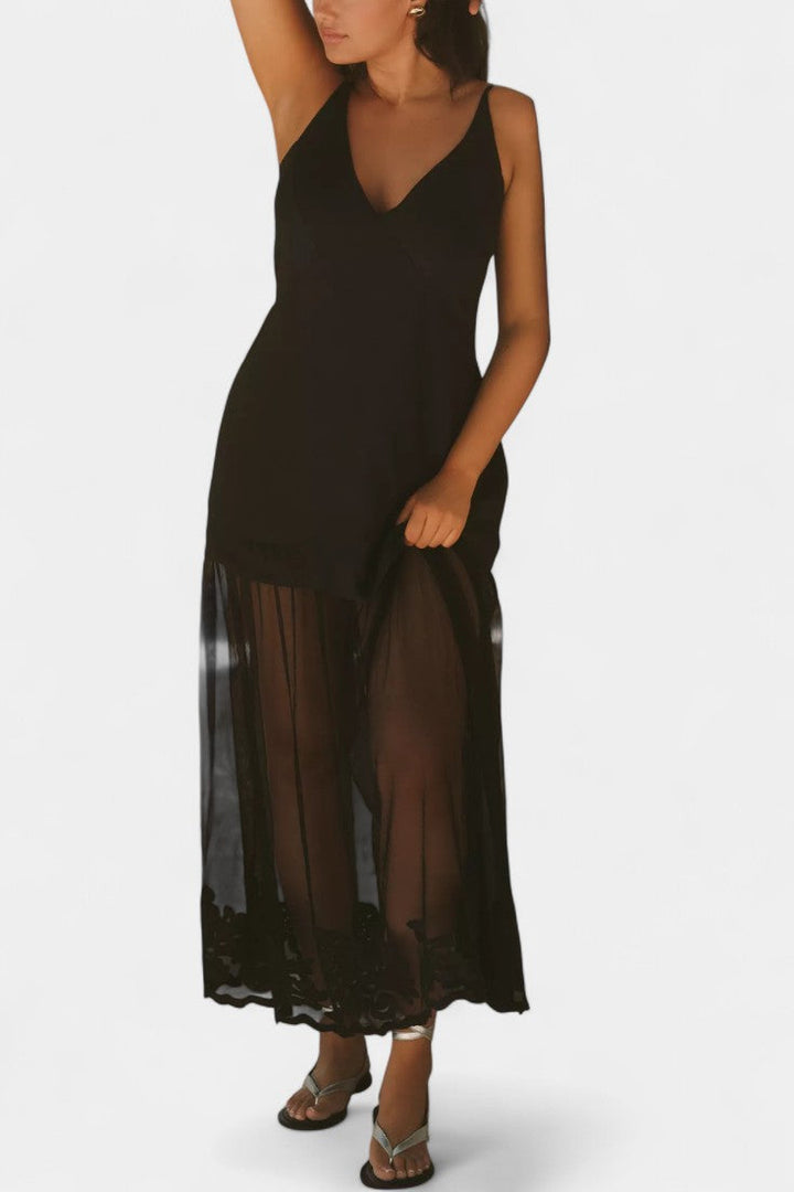 Ersilien Vestido Sheer con Superposición Semitransparente y Forro Ceñido