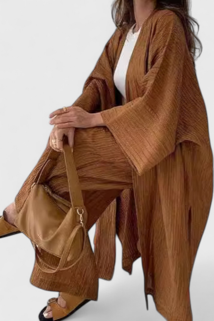 Caspian Conjunto Relajado de Dos Piezas con Kimono Largo