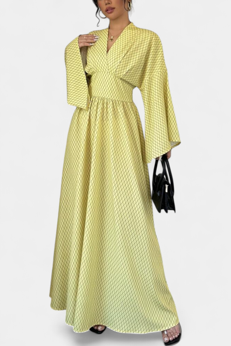 Anelia Vestido Maxi Geométrico con Escote en V