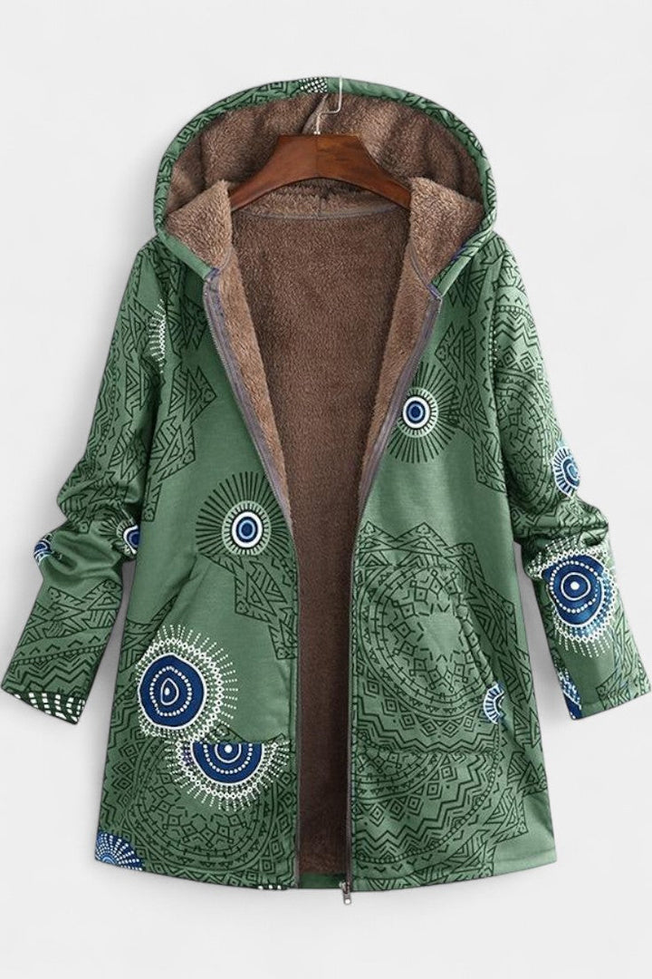 Abrigo Floral de Invierno April con Capucha