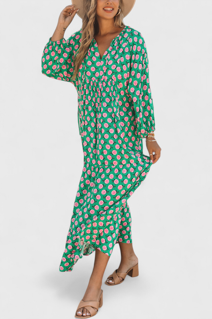 Aroa Vestido Boho con Estampado Artístico y Silueta Fluida