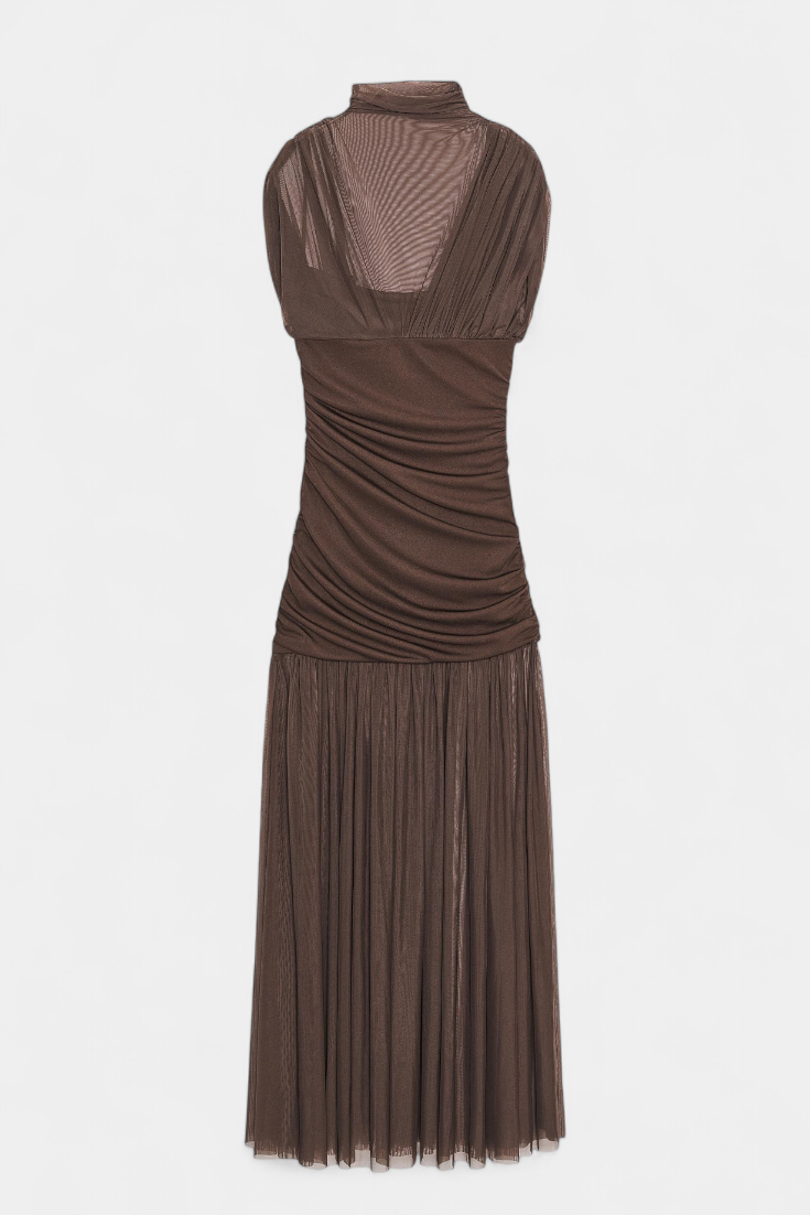 Noelia Vestido Bodycon de Malla Plisada