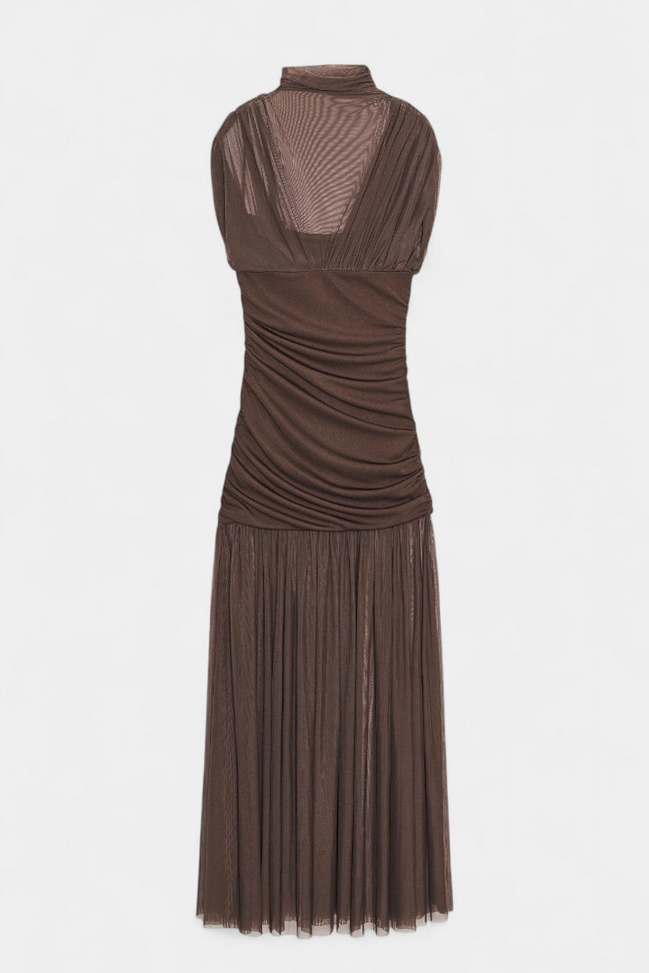 Noelia Vestido Bodycon de Malla Plisada