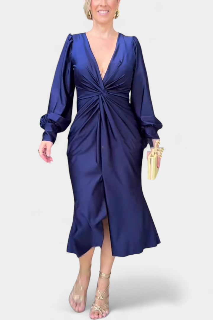 Alouette Vestido Largo de Manga Larga con Cuello en V