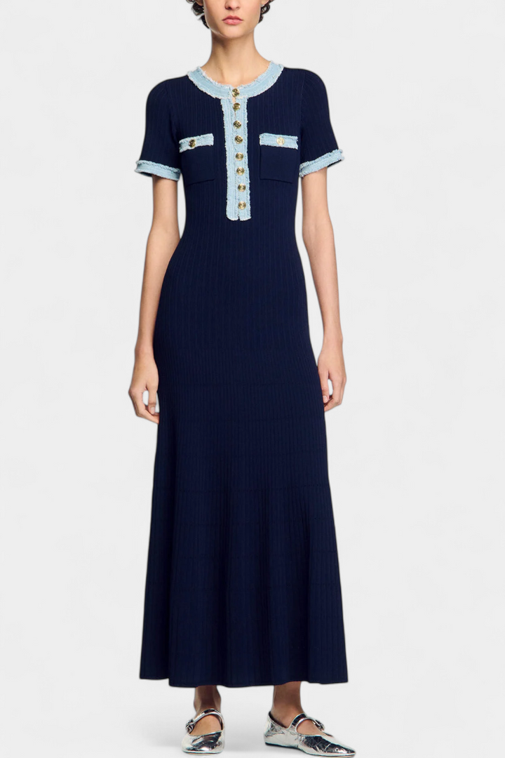 Alexia Vestido Midi de Punto con Ribete