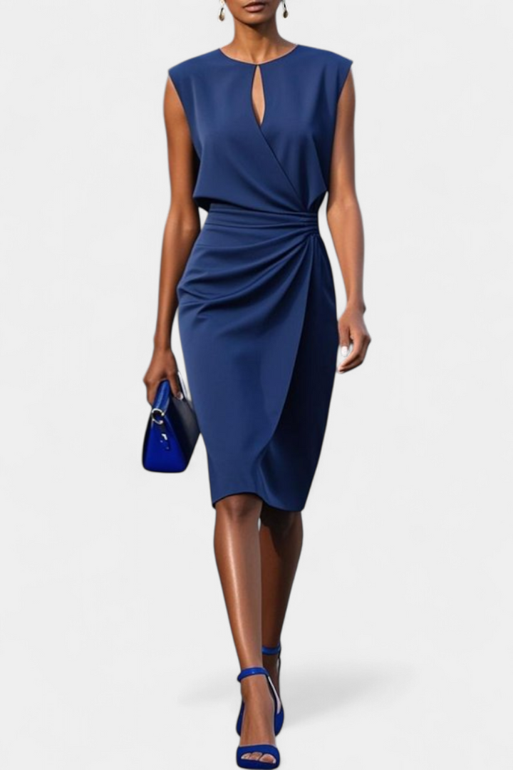 Mona Vestido Midi de Manga Larga con Cuello Redondo