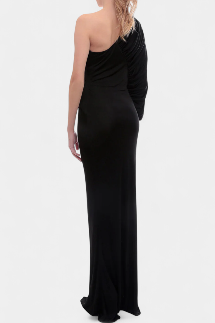 Maybelle Vestido Largo Plisado de Un Solo Hombro