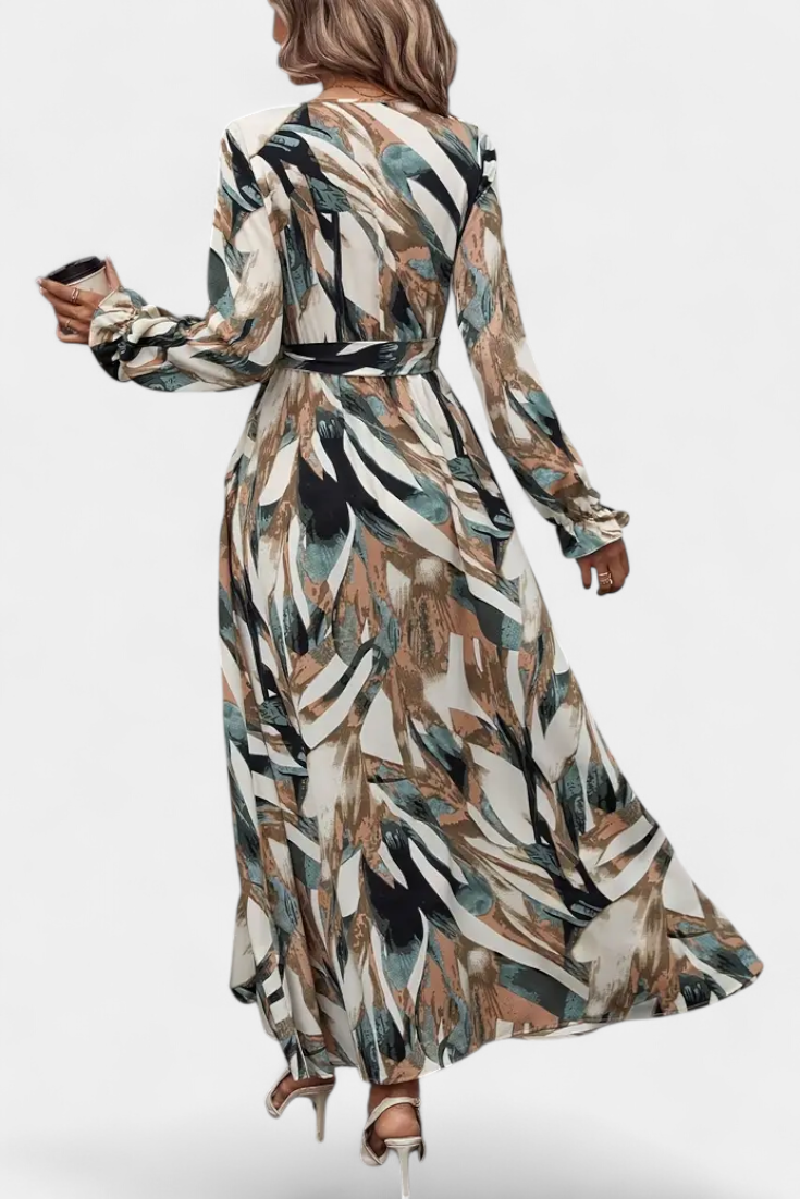 Basel Vestido Largo de Manga Larga con Escote en V