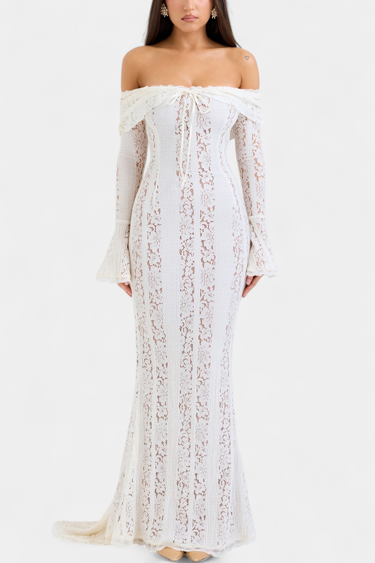 Rosalie Vestido Maxi Off-Shoulder de Encaje